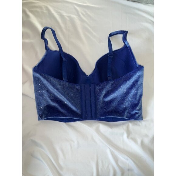 Victorias Secret Body by Victoria Lined DEMI Bra Blue Sparkle Velvet 34D - Picture 4 of 6